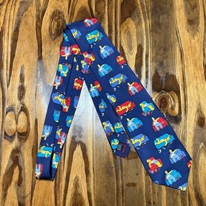 Vintage mad dogs Simpson’s Homer Simpson couch print  tie blue silk